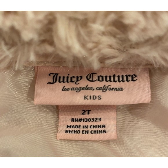 JUICY COUTURE Los Angeles Faux Fur Pink Coat Collared Jacket Size 2T - Picture 6 of 7